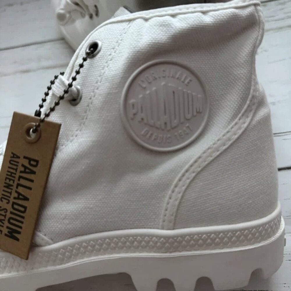 Palladium White Chunky Lug Sole Y2K High Top Vegan Combat Boots Sneakers Shoes - Picture 14 of 16